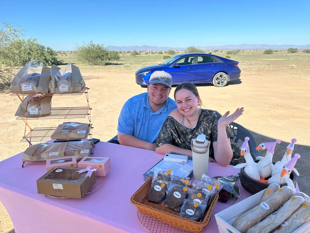 The Crunchy Loaf team behind their neighborhood bakery table